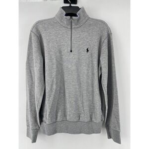 Polo Ralph Lauren Quarter Zip Mens Small Gray Pullover Sweater Pony Preppy